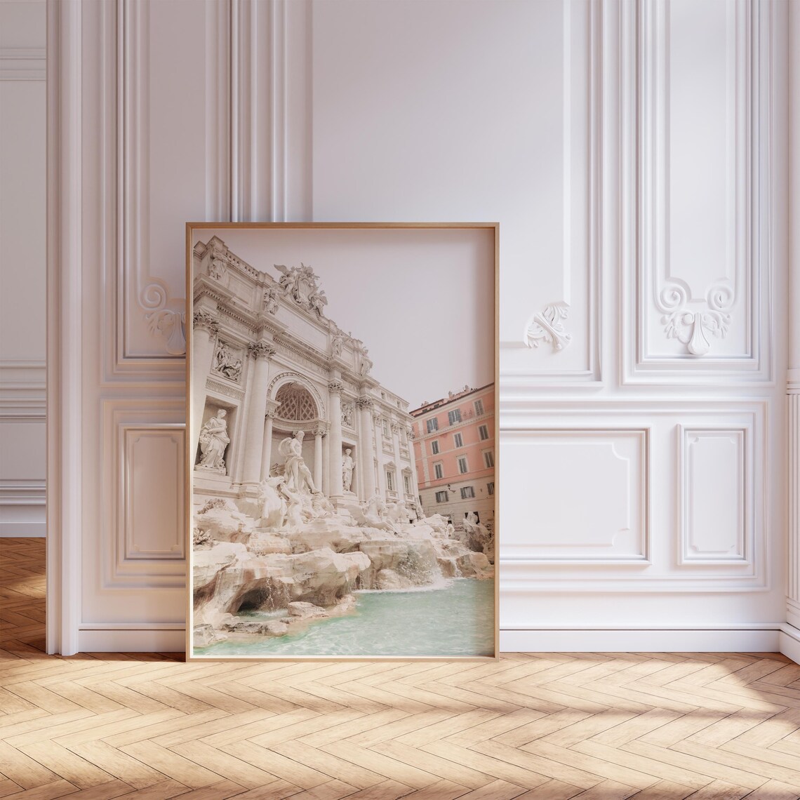 Trevi Fountain Rome Italy Baroque Landmark White Neutral Poster - Image 6