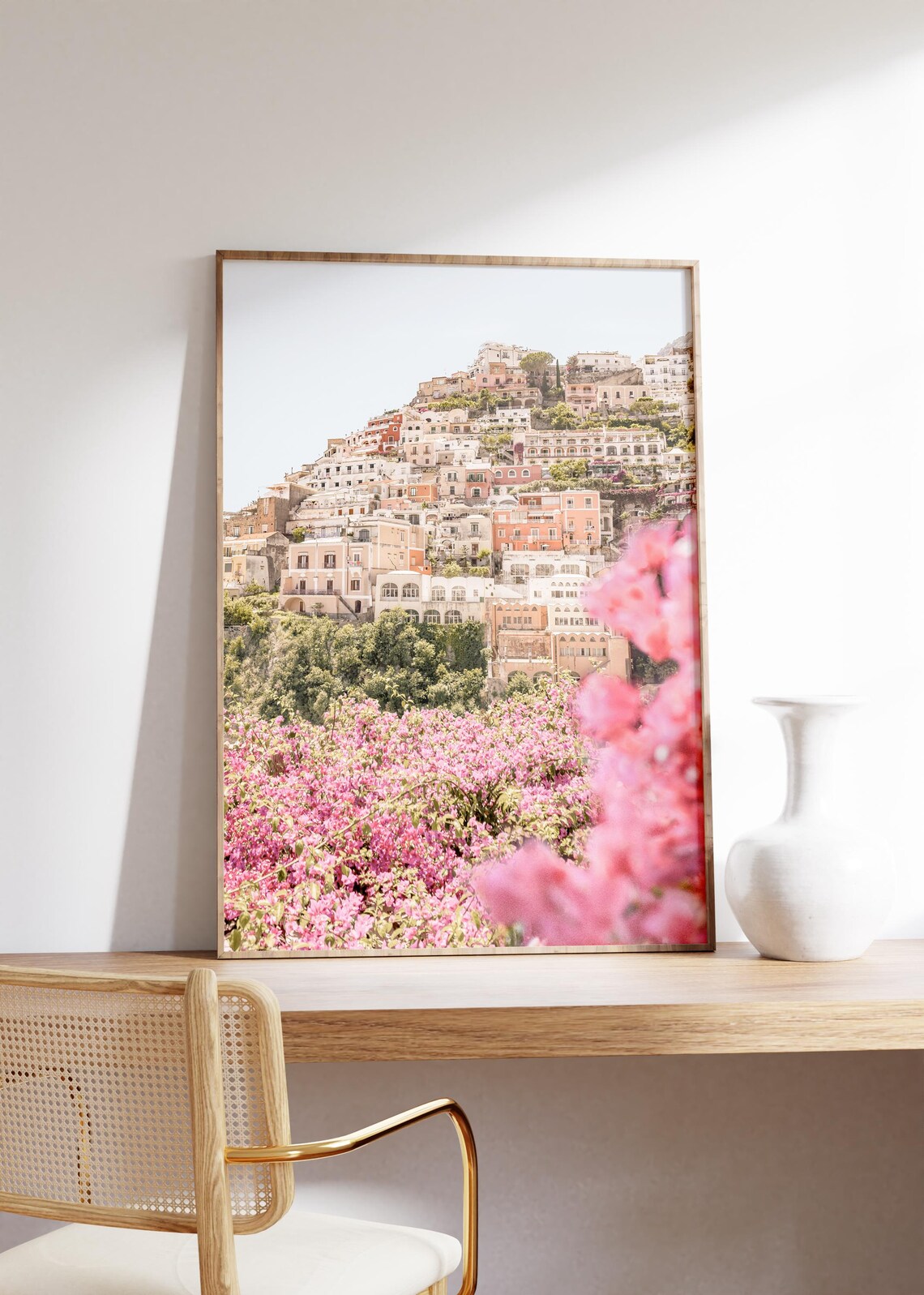 Pink Positano Amalfi Coast Italy Travel Photography Wall Art - Image 5