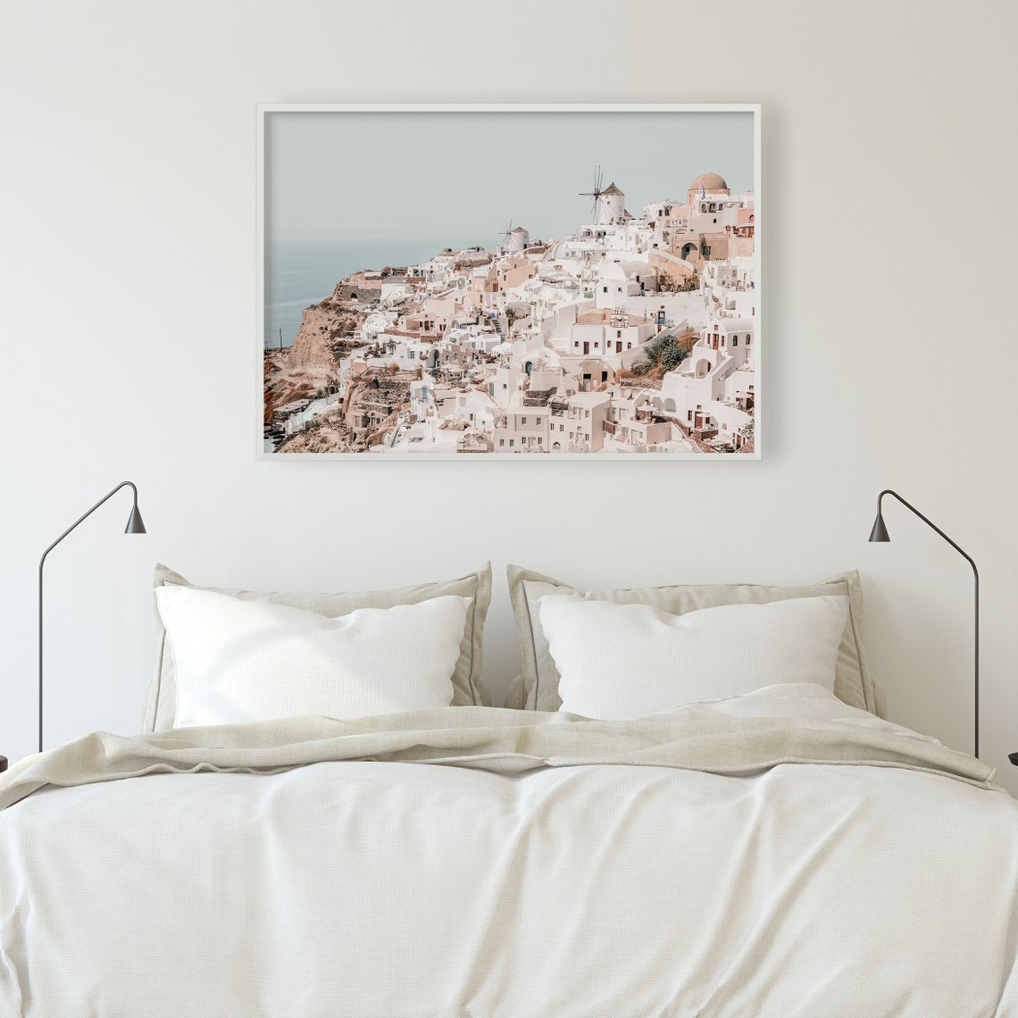 Santorini Oia Whitewashed Houses and Windmills Greece Poster - Image 2