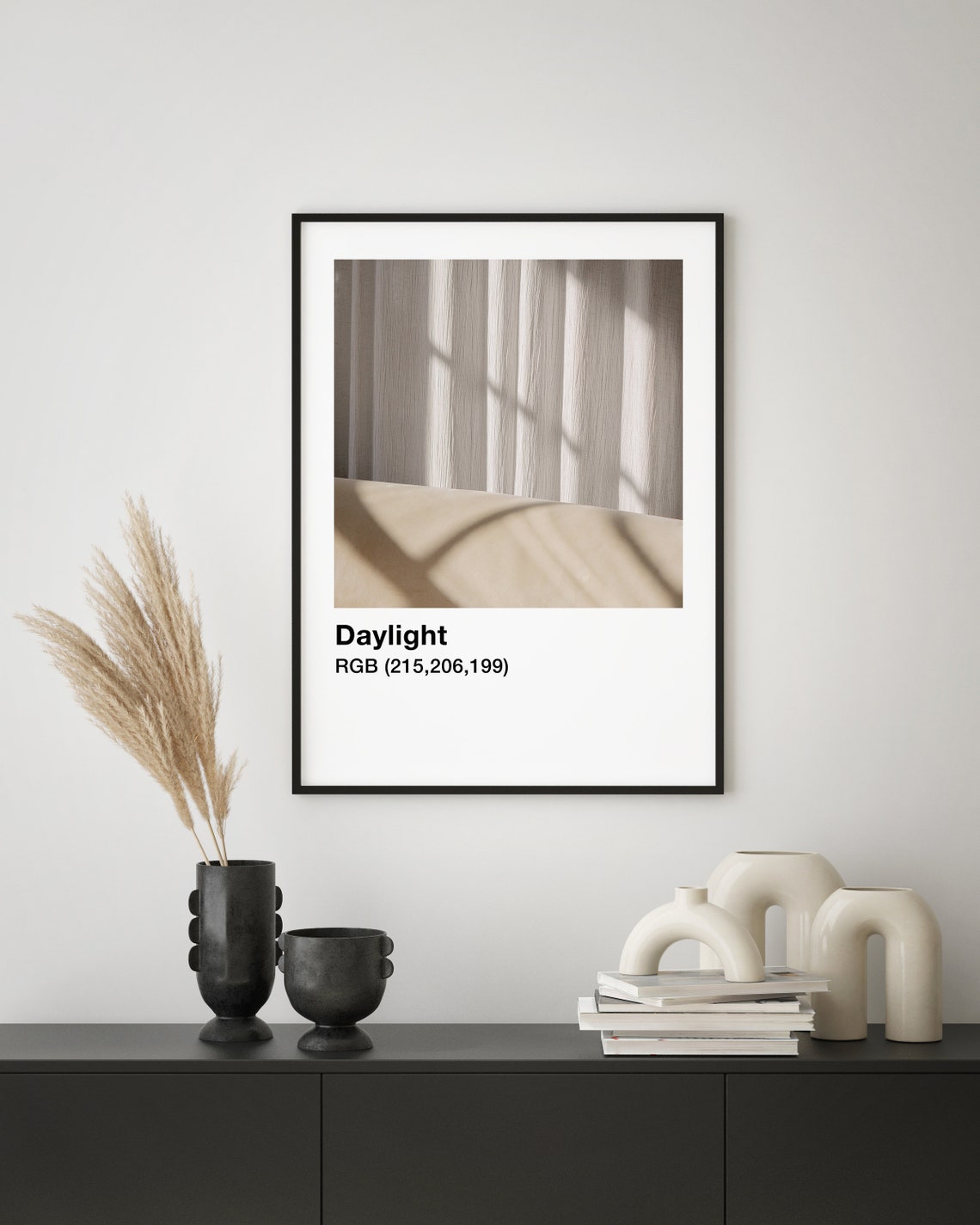 Daylight Soft Beige Curtain Shadow Minimalist Neutral Poster - Image 3