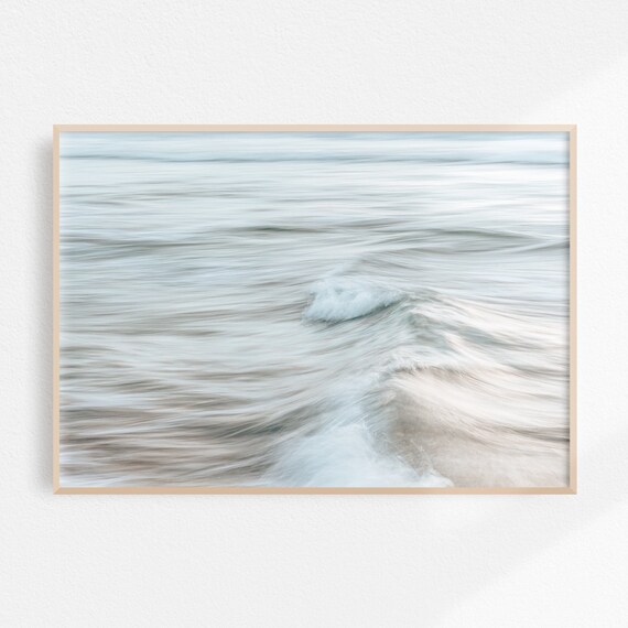 Soft Blue Ocean Waves In Long Exposure Coastal Photography Poster