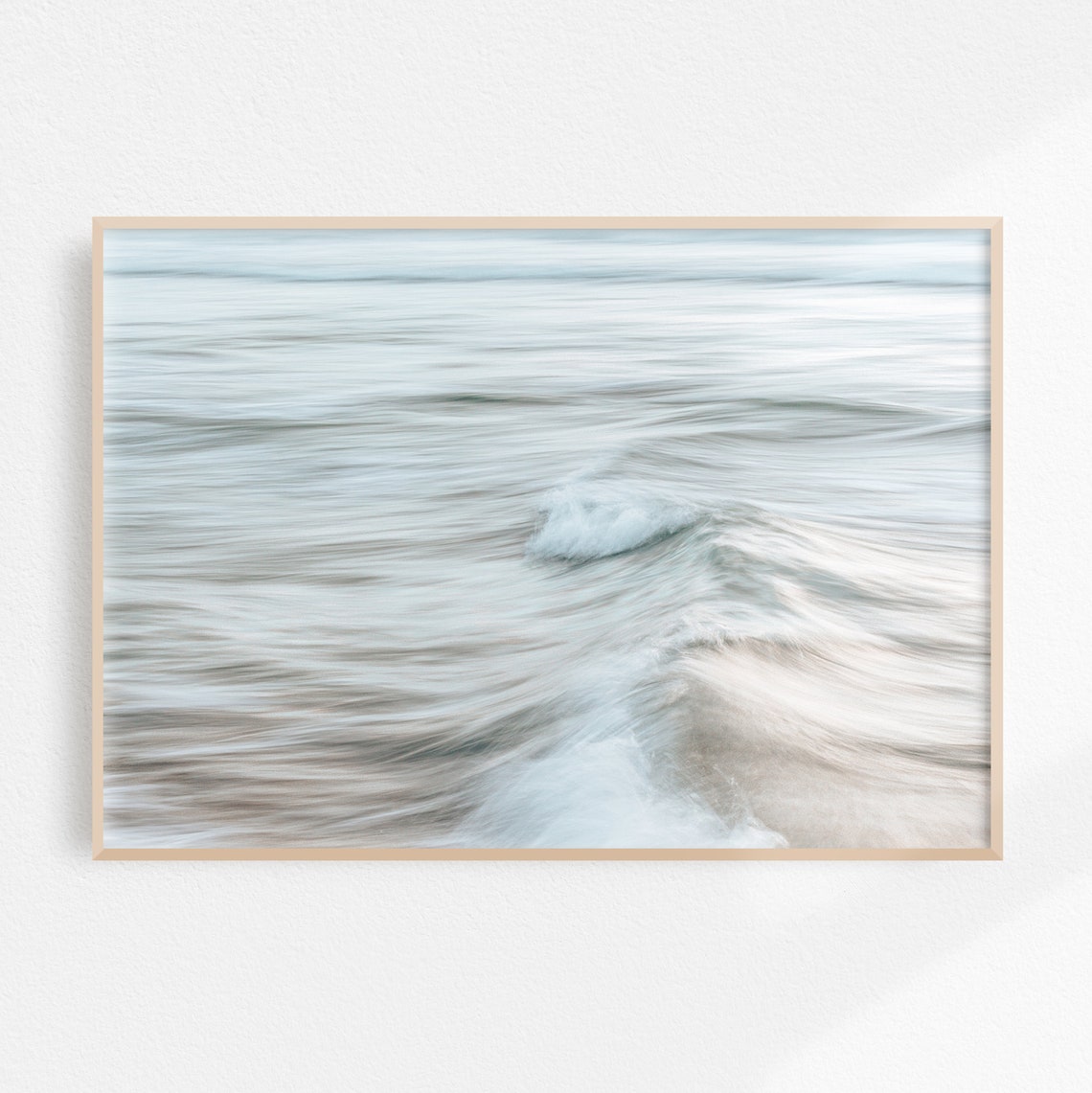 Soft Blue Ocean Waves In Long Exposure Coastal Photography Poster