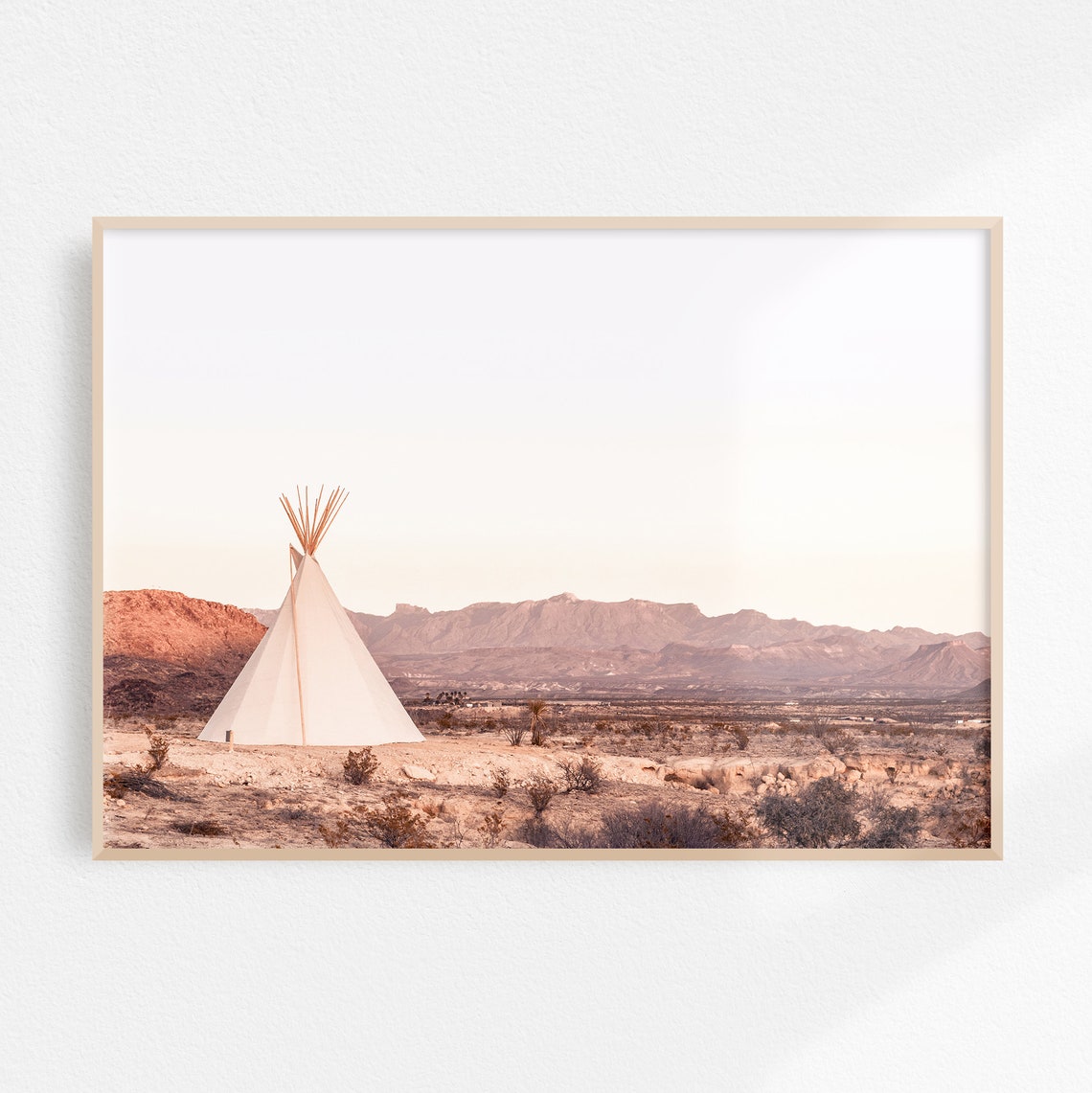 Southwest Desert Teepee at Sunrise With Mountains Photography Poster