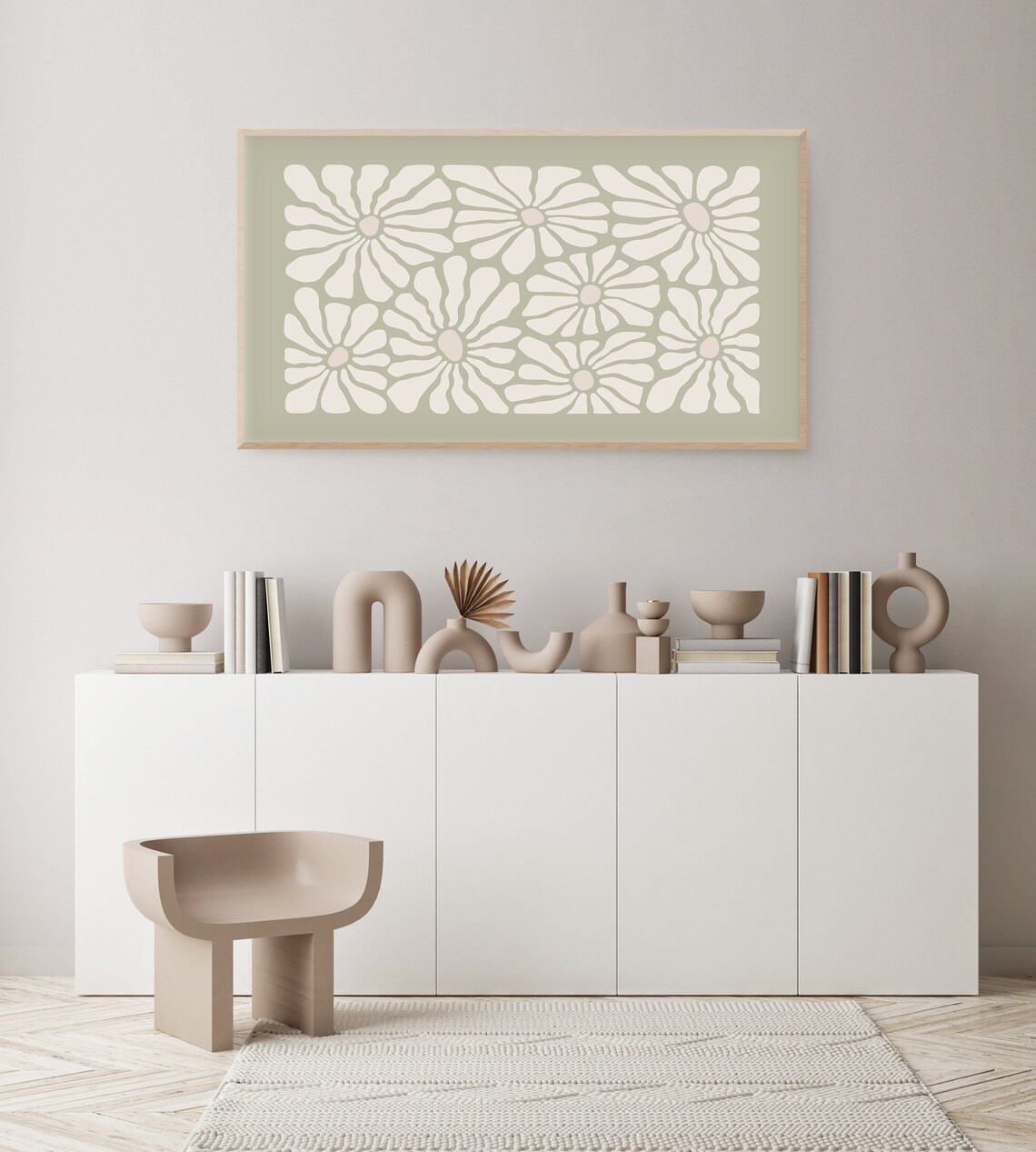 Sage Green Retro Flower Market Art Print - Image 3