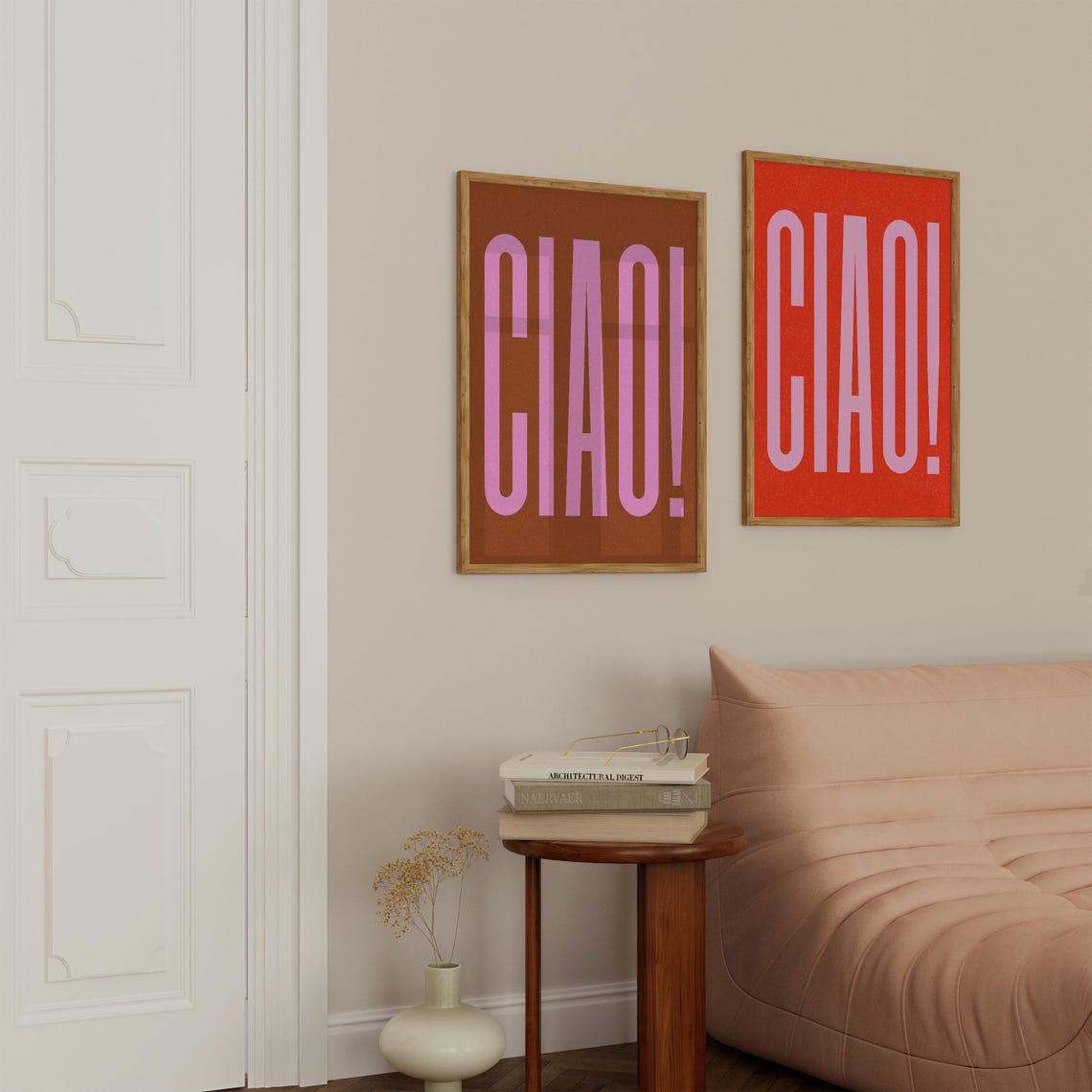 Ciao Bold Pink Typography Emerald Green Statement Quote Poster - Image 5