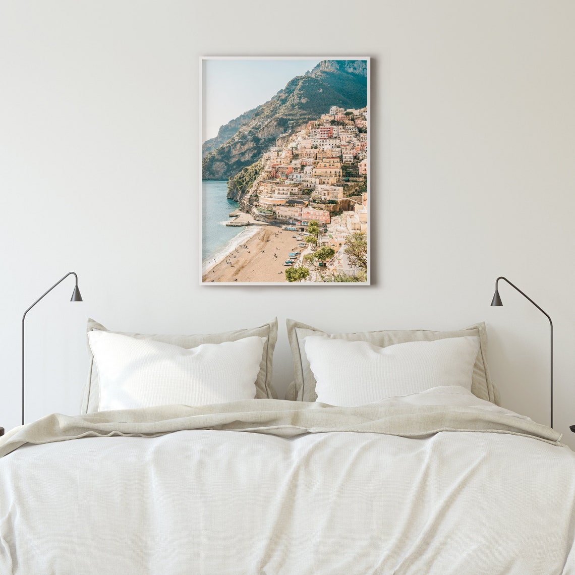 Positano Beach And Pastel Cliffside Houses Amalfi Coast Poster - Image 2
