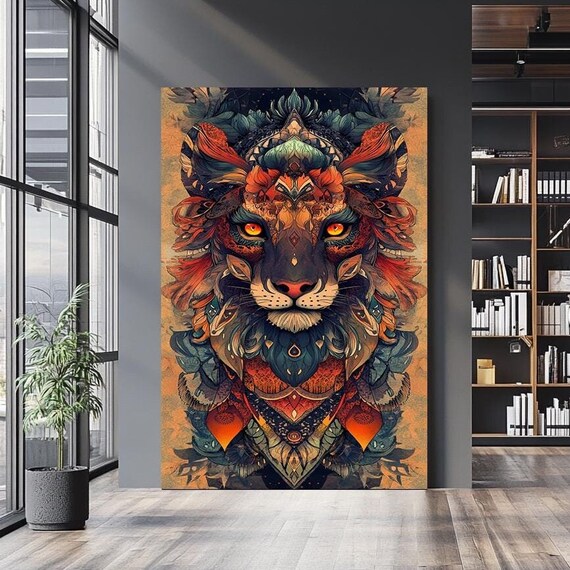 Bohemian Tiger Mandala Face Ornate Tribal Colorful Wild Cat Wall Art Poster