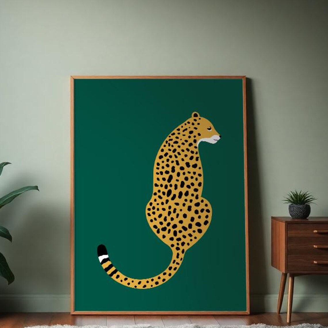 Cheetah Print Leopard Retro Poster, Animal Artwork