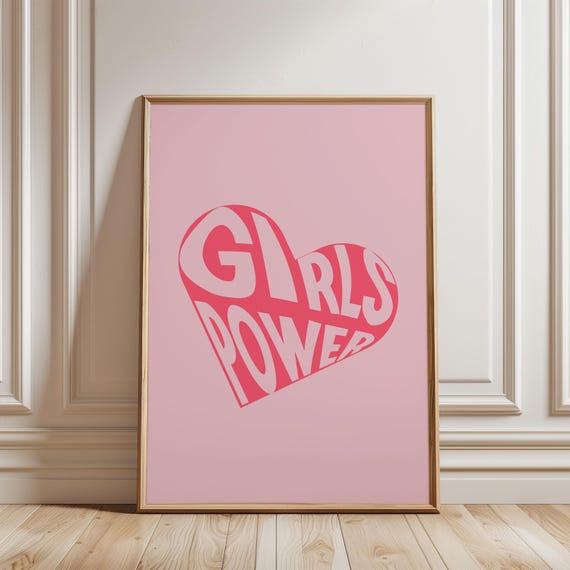 Girls Room Wall Art Pink Poster For Playroom Decor Power Print Motivational Quote Nursery