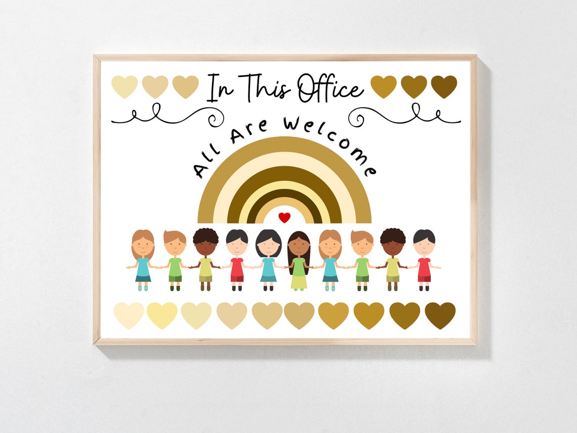 In This Office All Are Welcome School Rainbow Diversity Poster - Image 2