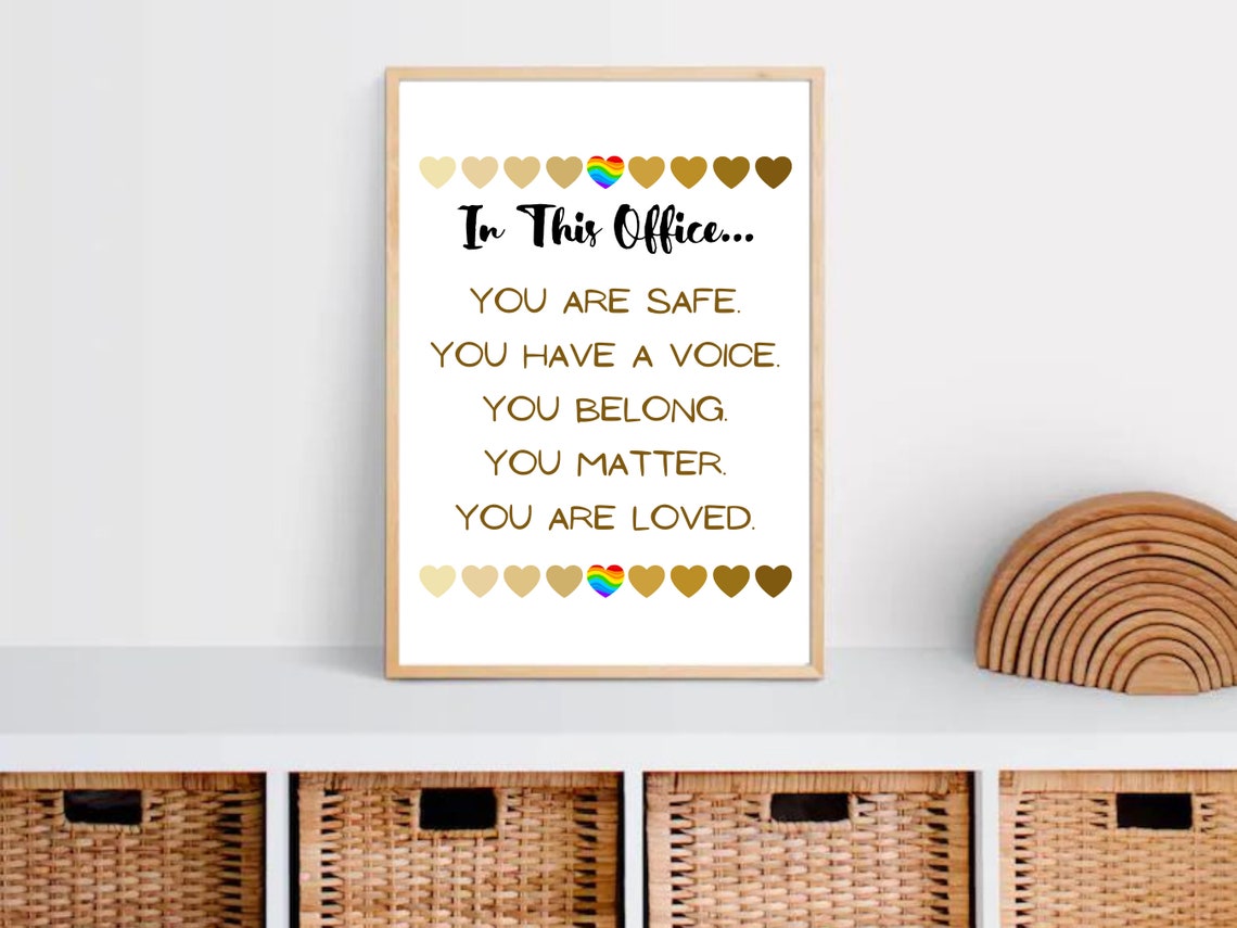 In This Office You Are Safe Affirmations Gold Typography Sign Poster