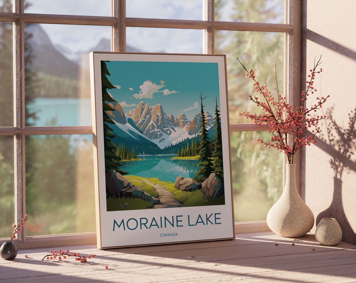 Moraine Lake Poster Moraine Lake Print Moraine Lake Art Bedroom Decor Moraine Lake Gifts Ideas Banff Wall Art Decor 004 - Image 2