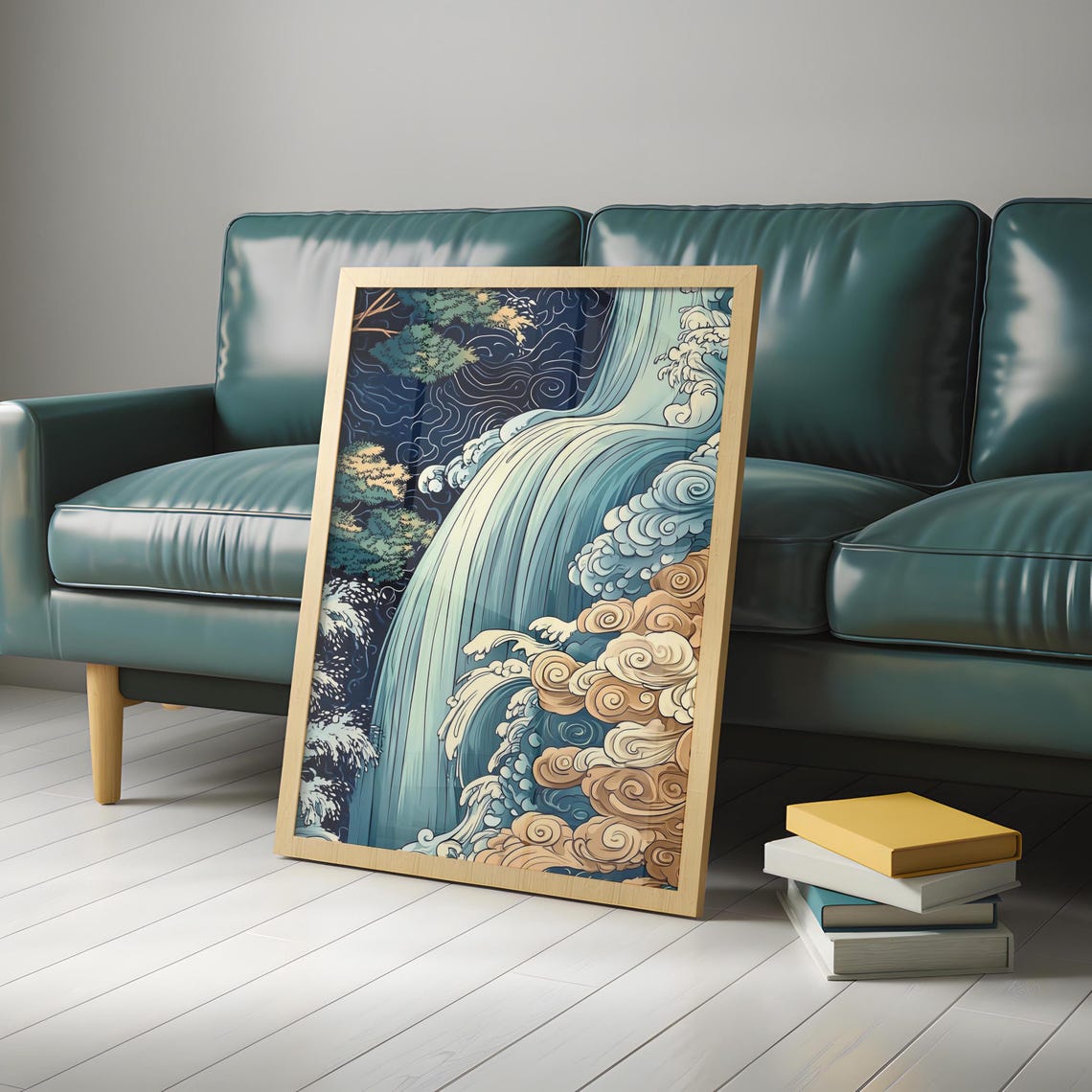 Japanese Ikigai Ukiyo E Print Waterfall Painting Poster Masculine Wall Hanging Art Traditional Japanese Artwork - Image 4