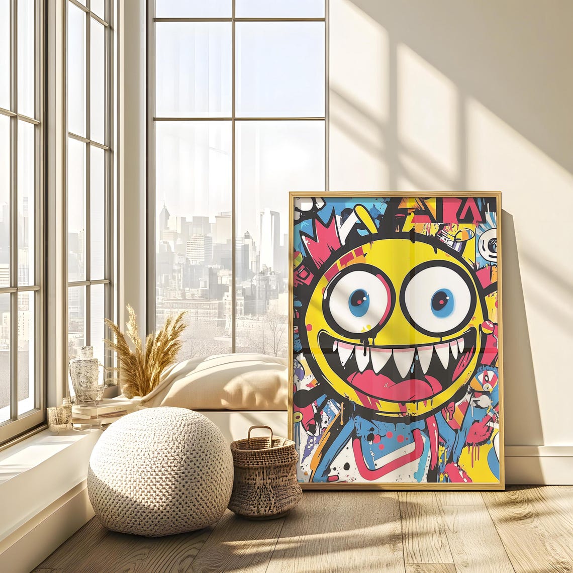 Colorful Graffiti Smiley Monster Face Street Art Painting Poster - Image 2