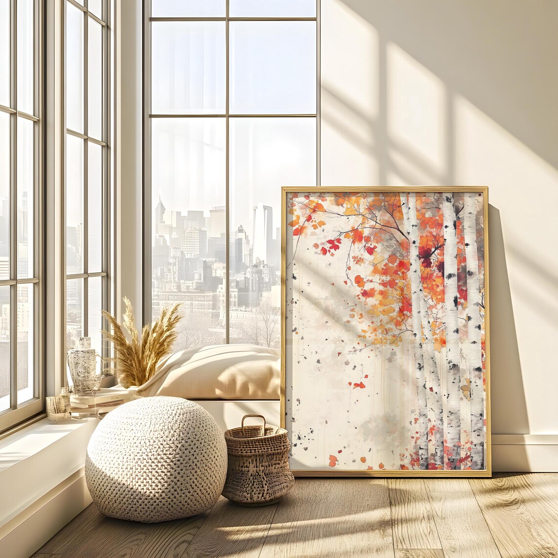 Birch Tree Watercolor Painting Nature Inspired Wall Art Print Japandi Style Birch Tree Art Dopamine Decor Bedroom Living Dining Room - Image 2