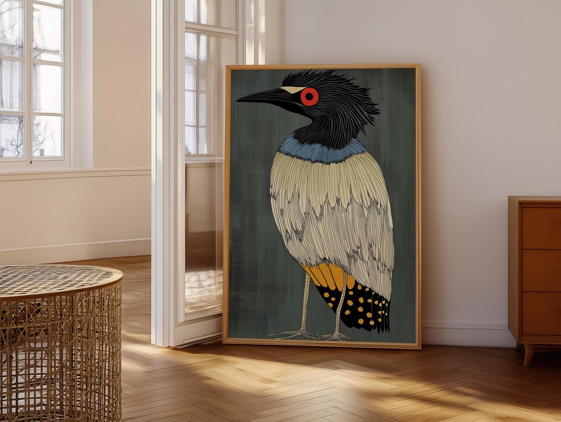 Retro Vintage Heron Art Deco Poster Print - Image 6