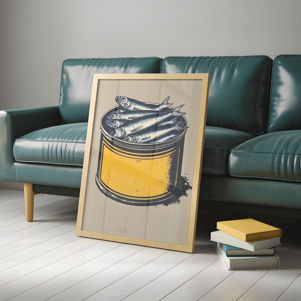 Yellow Vintage Tin Overflowing With Sardines Kitchen Art Poster - Image 5