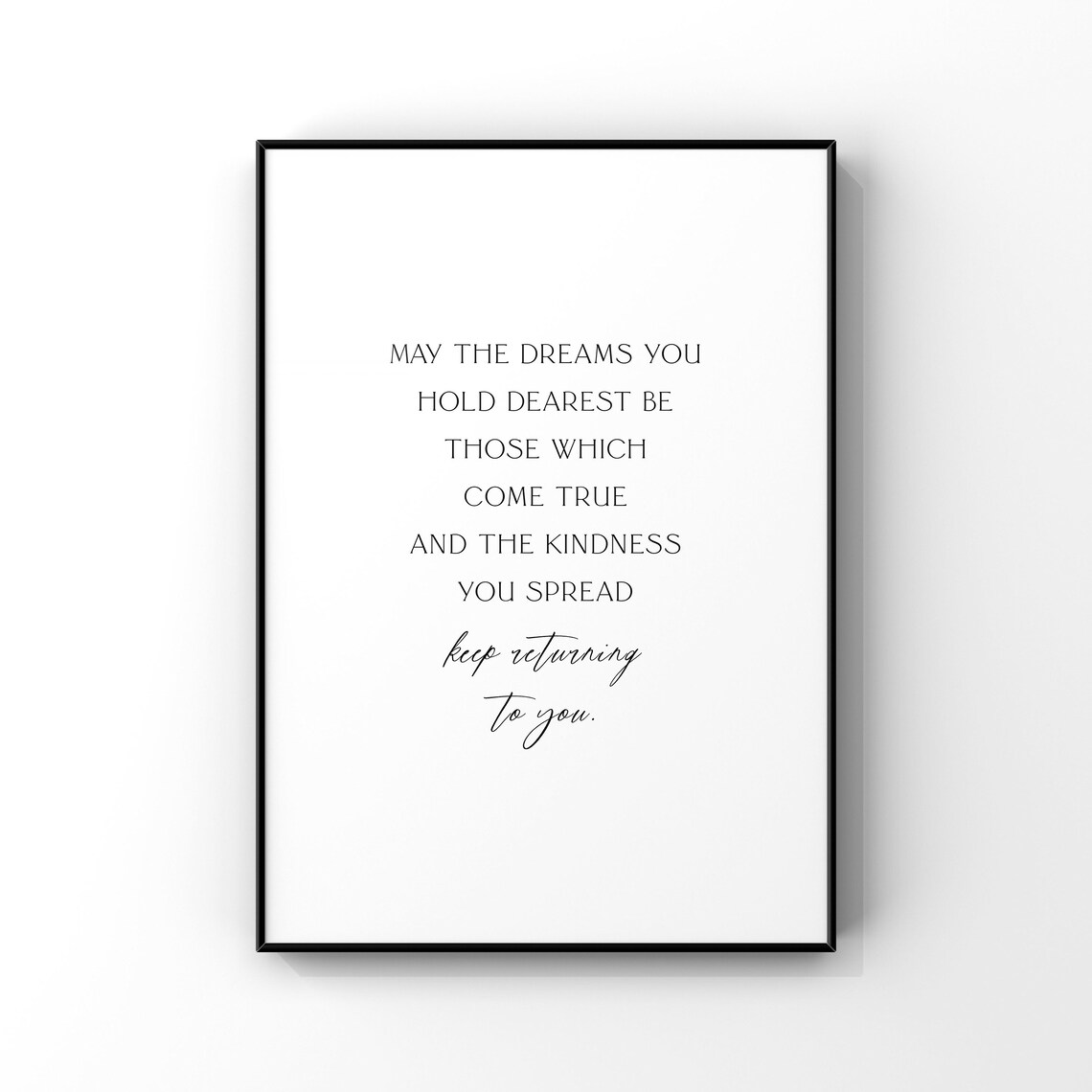 May the Dreams You Hold Dearest Inspirational Quote Poster Kindness Blessing