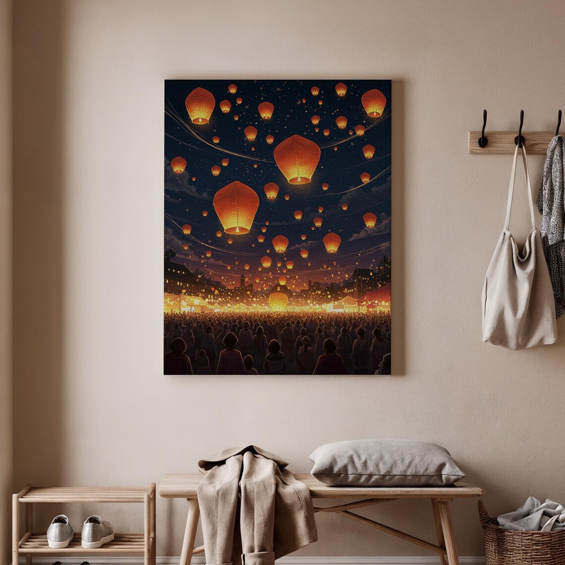 Magical Glowing Sky Lantern Festival Night Celebration Poster