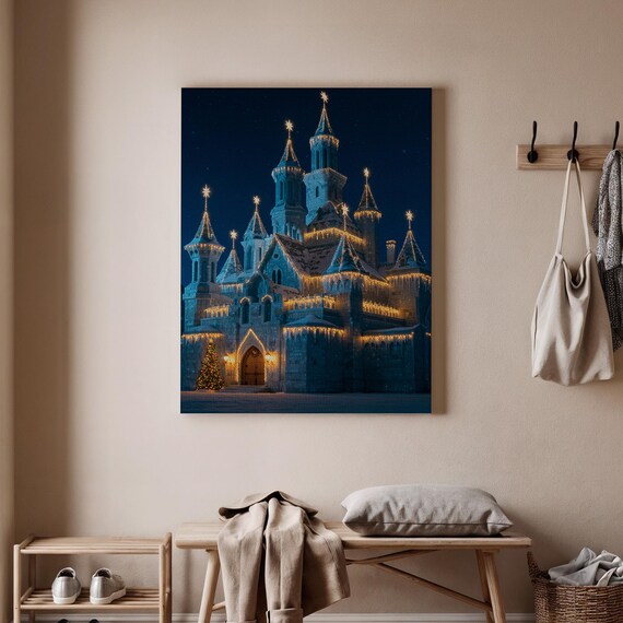 Christmas Ice Castle Winter Palace Night Lights Festive Poster