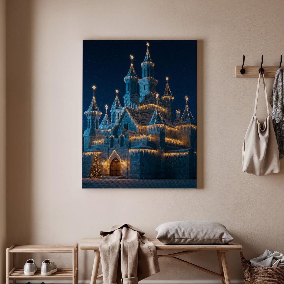 Christmas Ice Castle Winter Palace Night Lights Festive Poster