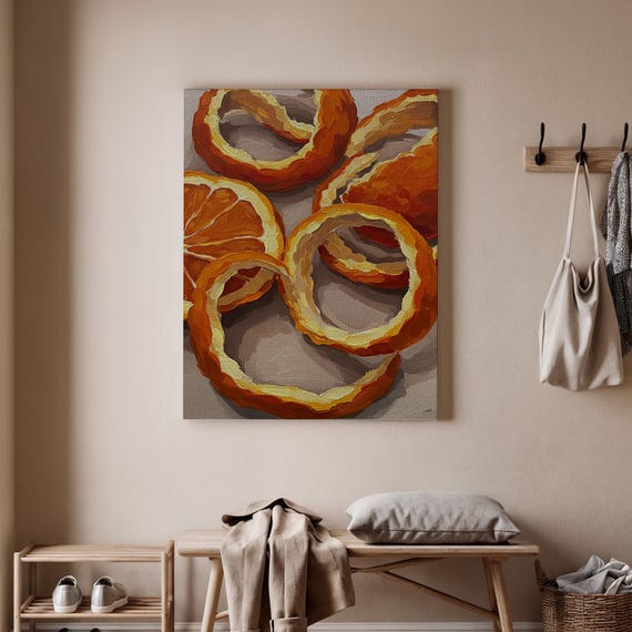 Orange Peel Canvas Art Citrus Still Life Vibrant Fruit Artwork Abstract Decor Colorful Kitchen And Home