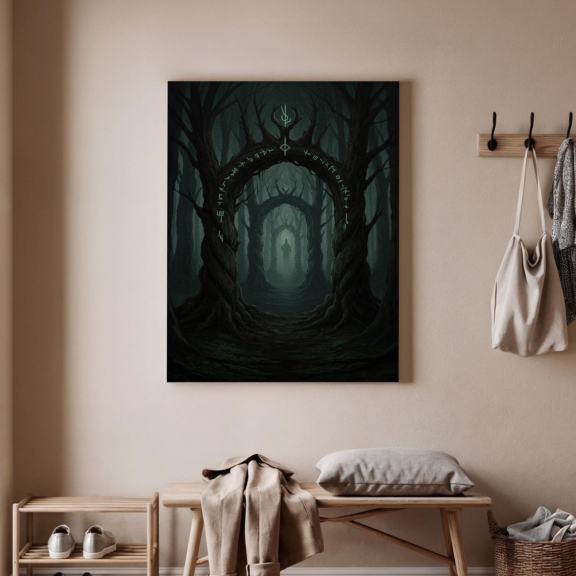 Spooky Haunted Forest Arch With Glowing Runes Ghost Halloween Wall Art