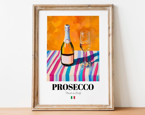 Prosecco Wall Art Print Poster Sparkling Wine Artwork For Kitchens And Bars