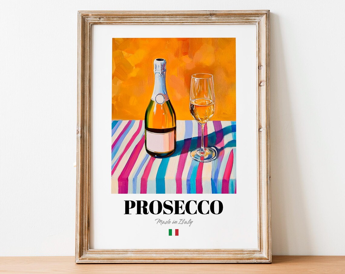 Prosecco Wall Art Print Poster Sparkling Wine Artwork For Kitchens And Bars