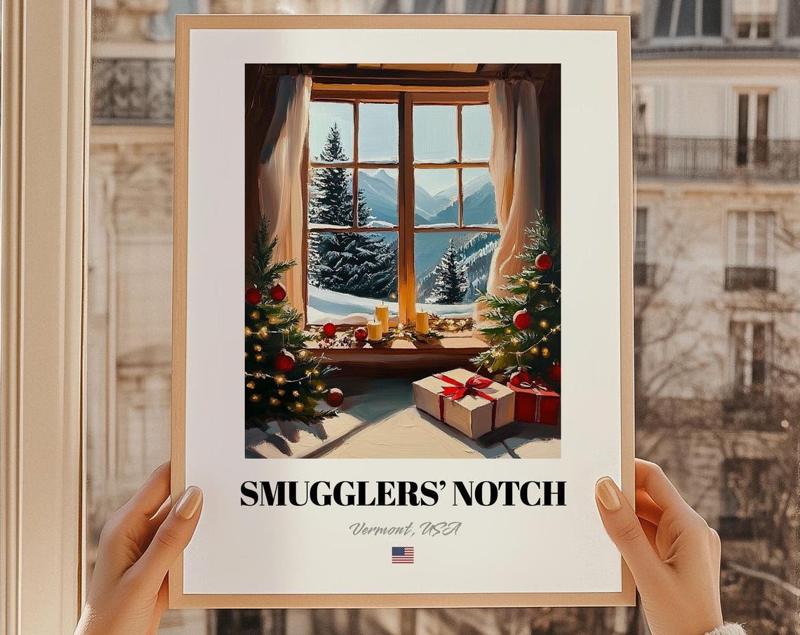 Smugglers Notch Vermont Usa Ski Resort Wall Art Print Poster Christmas Gift