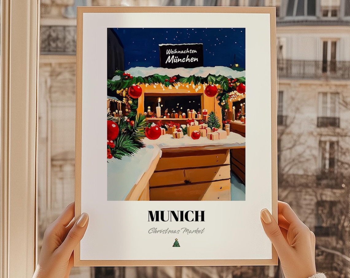 Munich Christmas Market, Germany Travel Poster