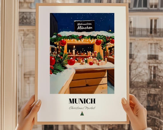 Munich Christmas Market, Germany Travel Poster