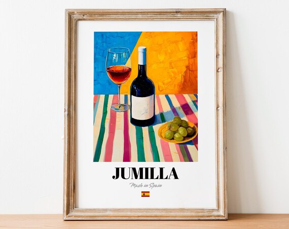 Jumilla Spain Red Wine Olive Painterly Still Life Kitchen Poster