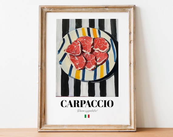 Carpaccio Raw Beef Slices Striped Plate Italian Kitchen Buon Appetito Print