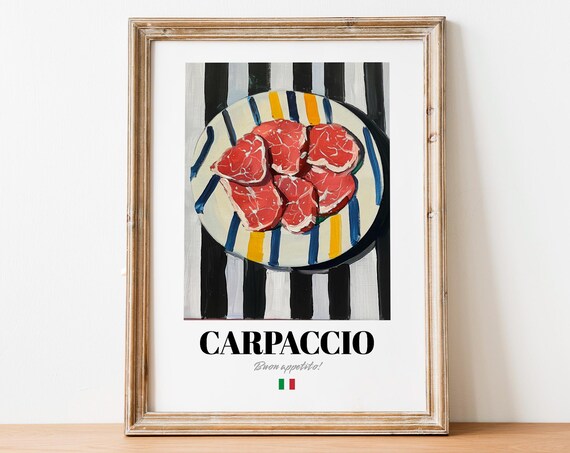 Vintage Carpaccio Print Poster Italian Cuisine Art For Kitchens