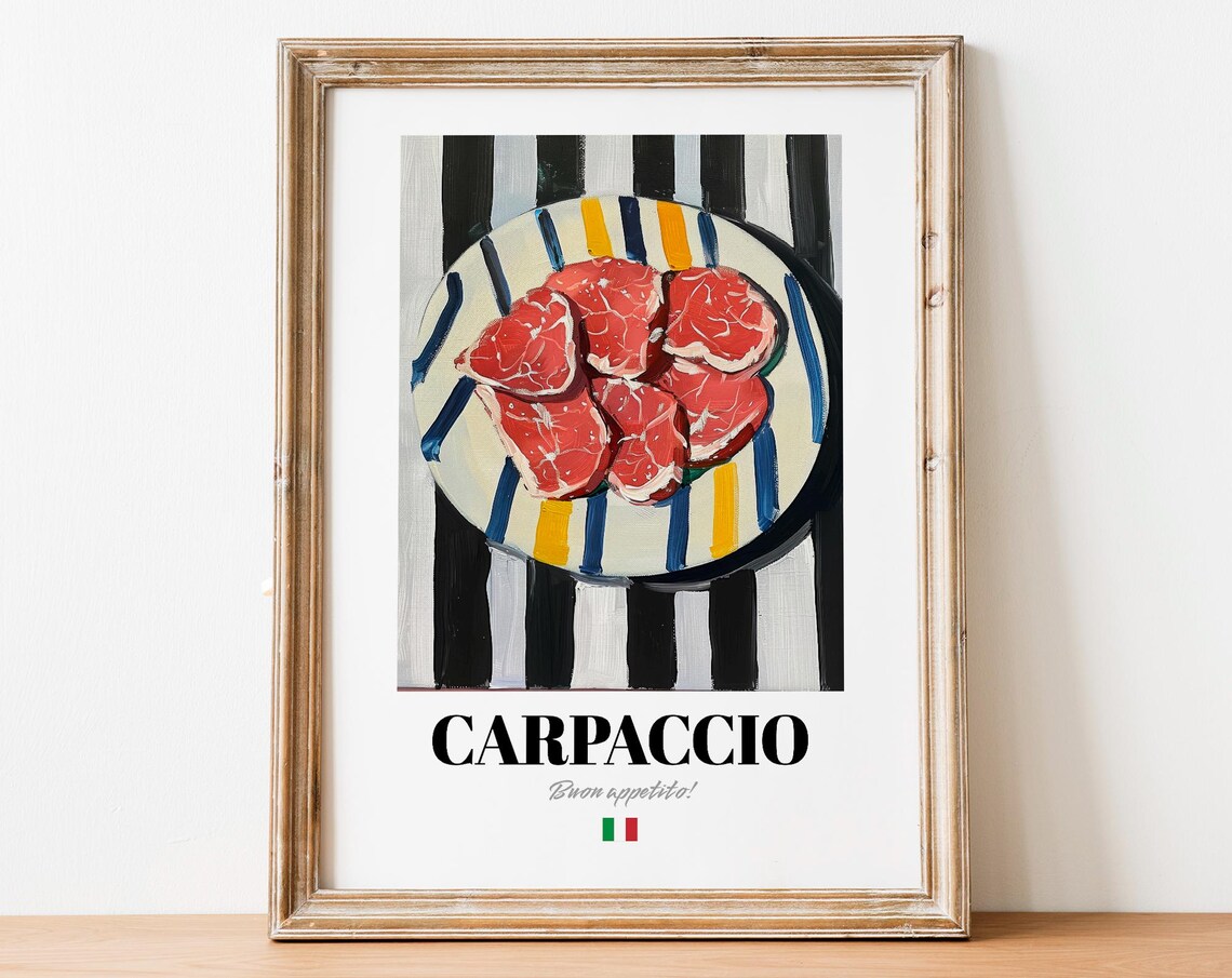 Vintage Carpaccio Print Poster Italian Cuisine Art For Kitchens