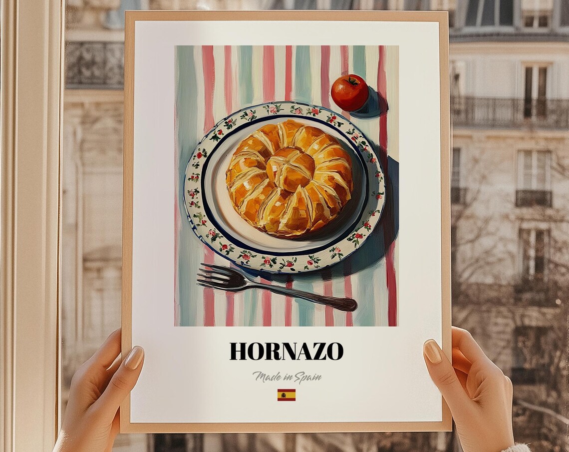 Hornazo Spanish Food Poster Restaurant Birthday Brunch Wall Art Dining Room