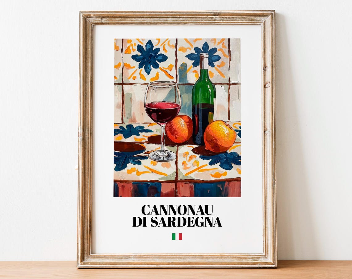 Cannonau Di Sardegna Tile Backdrop Citrus Wine Italian Art Poster