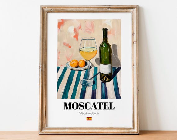 Moscatel Sweet White Wine Apricot Spanish Still Life Kitchen Poster
