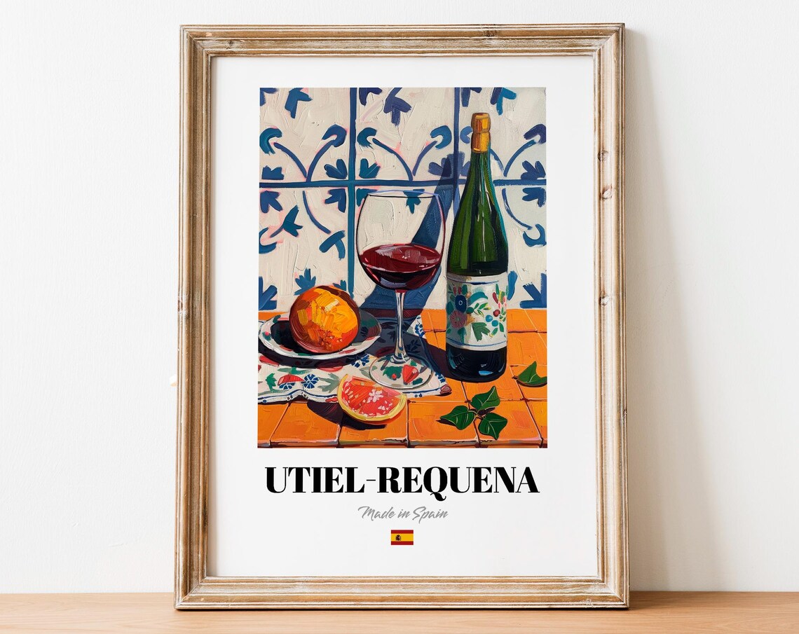 Vintage Utielrequena Bottle Print Poster Wine Art For Homes And Bars