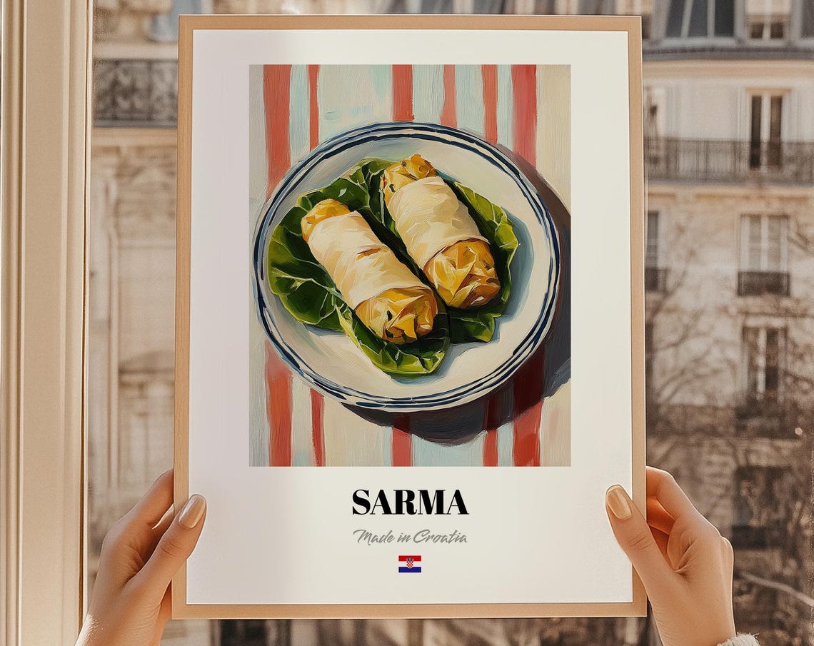 Sarma Wall Art Print Poster Croatian Cuisine Stuffed Cabbage Friend Gift Croatia Restaurant