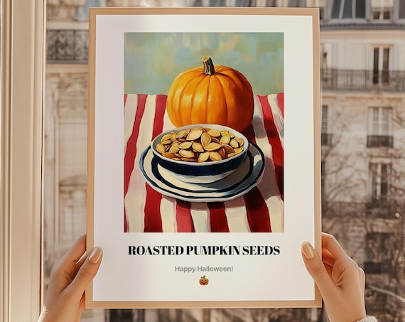 Roasted Pumpkin Seeds Halloween Wall Art Food Happy Gift Oil Painting Print