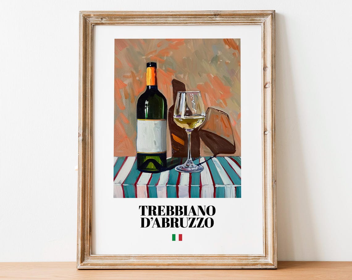 Trebbiano D'Abruzzo Italian Wine Poster Warm Impressionist Scene Art