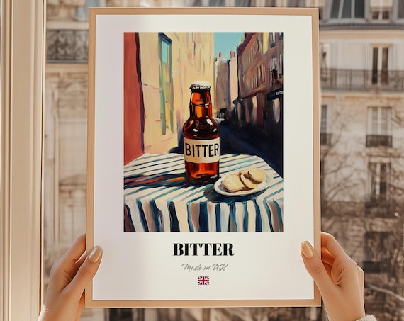 Bitter Beer Bottle Made In UK British Pub Vintage Bar Decor Poster