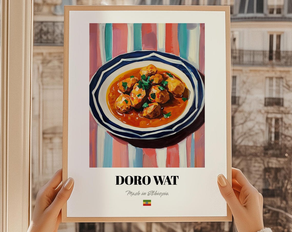 Ethiopian Doro Wat Chicken Stew Traditional Recipe Kitchen Poster