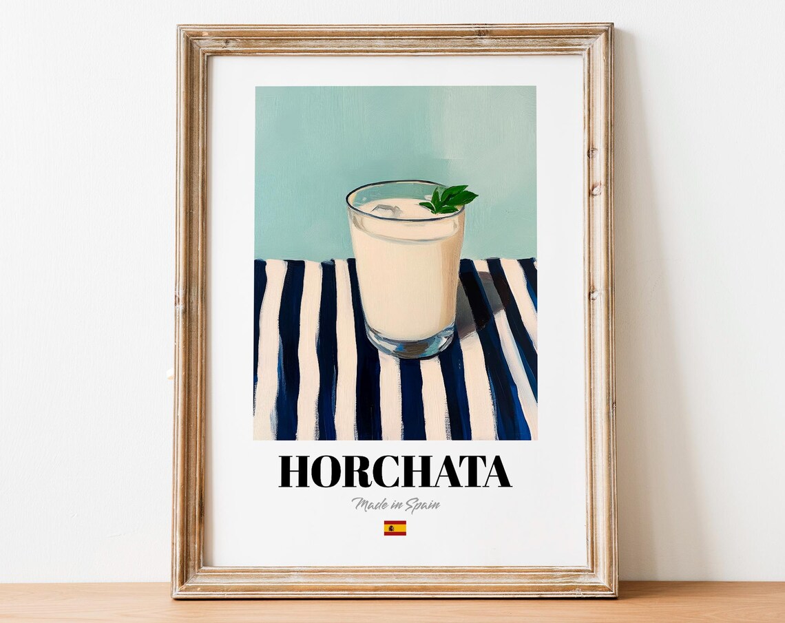 Retro Horchata Glass Print Poster Whimsical Art For Caf And Kitchen Dcor