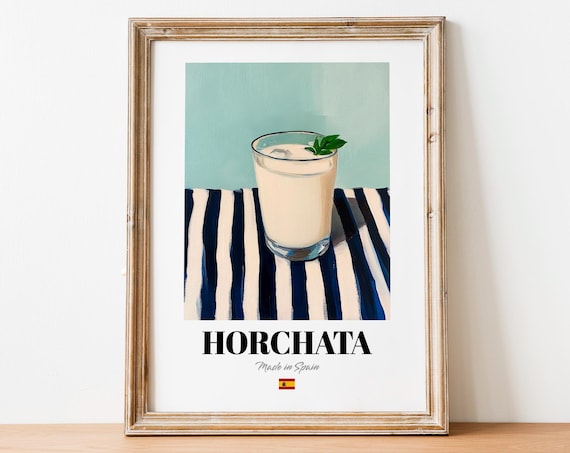 Retro Horchata Glass Print Poster Whimsical Art For Caf And Kitchen Dcor
