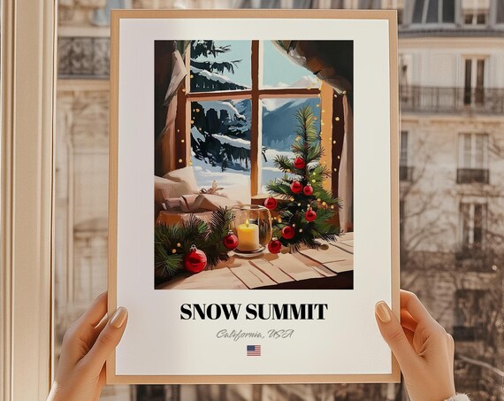 Snow Summit Usa Ski Resort Wall Decor Print Poster Christmas Gift