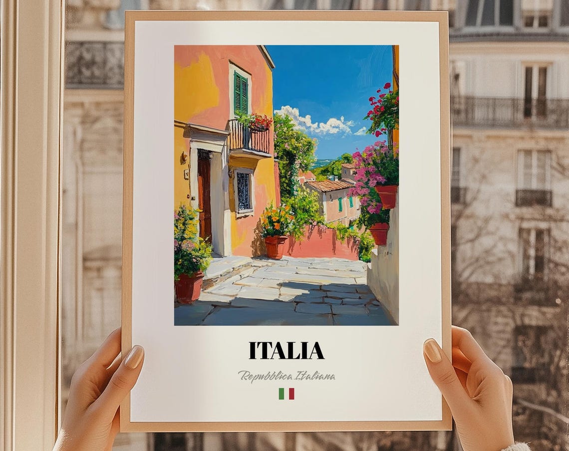 Italia Repubblica Italiana Italy Wall Art Reproduction Oil Painting Poster Italian Friend Gift Home Office Decor