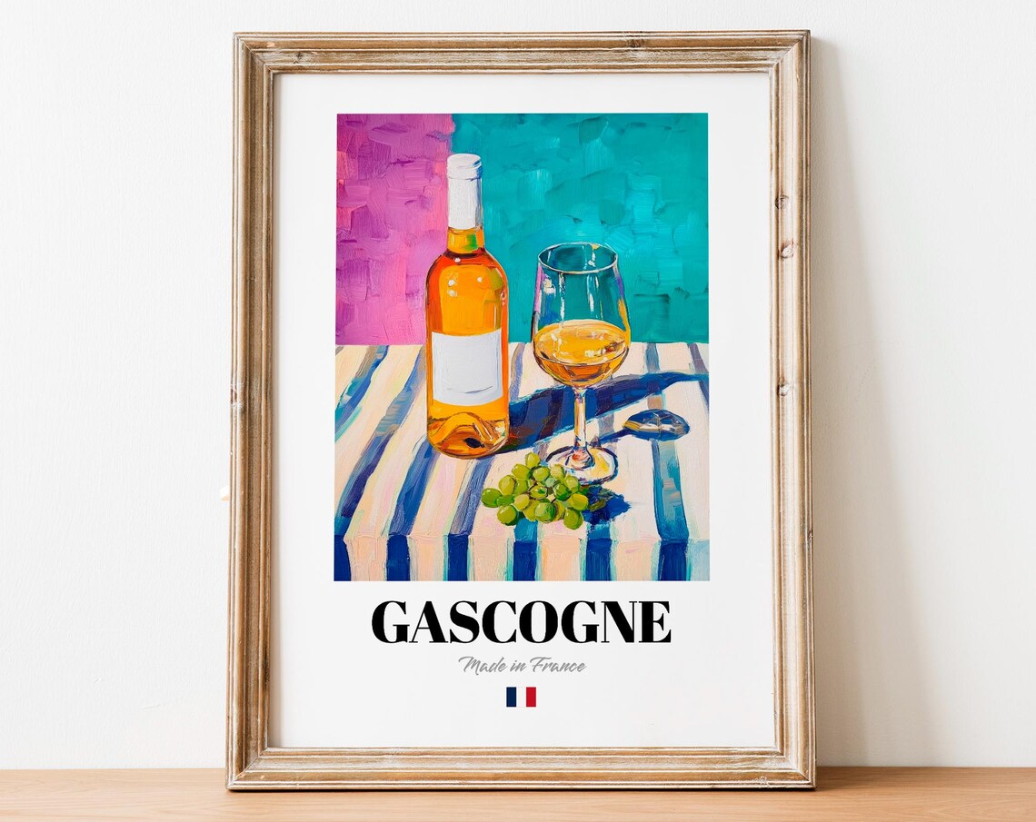 Gascogne Wine Poster Print, French White Art